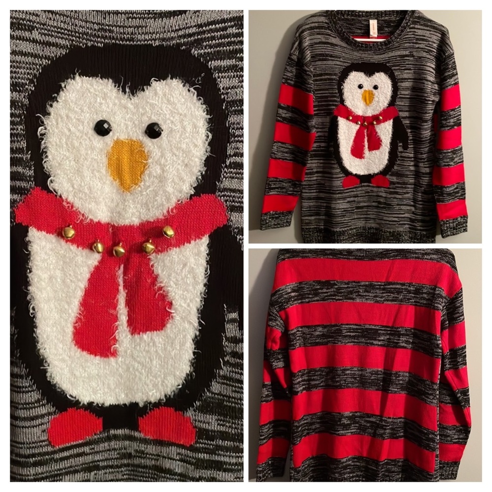 🎄Cutest Ugly Christmas Sweater Penguin with bells